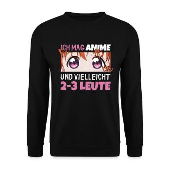 Sarkastisches Kawaii Statement für Manga-Liebhaber - Unisex Pullover - Schwarz - Vorne - Alina (178cm) & Michal (187cm)