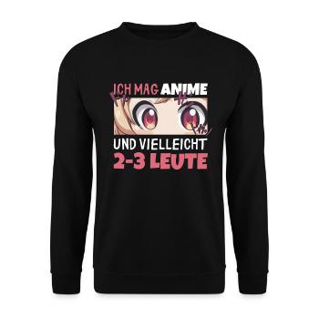 Sarkastisches Kawaii Statement für Manga-Liebhaber - Unisex Pullover - Schwarz - Vorne - Alina (178cm) & Michal (187cm)