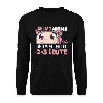 Sarkastisches Kawaii Statement für Manga-Liebhaber - Unisex Pullover - Schwarz - Vorne - Alina (178cm) & Michal (187cm)