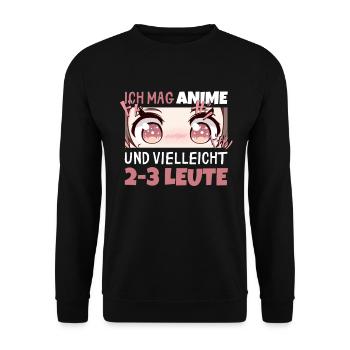 Sarkastisches Kawaii Statement für Manga-Liebhaber - Unisex Pullover - Schwarz - Vorne - Alina (178cm) & Michal (187cm)