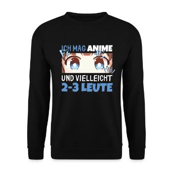 Sarkastisches Kawaii Statement für Manga-Liebhaber - Unisex Pullover - Schwarz - Vorne - Alina (178cm) & Michal (187cm)