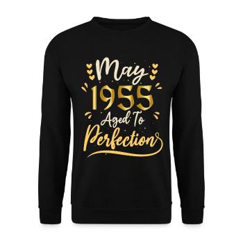 May 1955 May birthday May 1955 - Unisex Sweatshirt - black - Front - Alina (178cm) & Michal (187cm)
