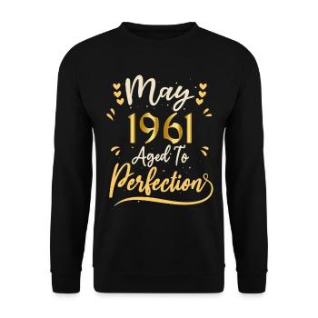 Mai 1961 Mai Geburtstag Mai 1961 - Unisex Pullover - Schwarz - Vorne - Alina (178cm) & Michal (187cm)