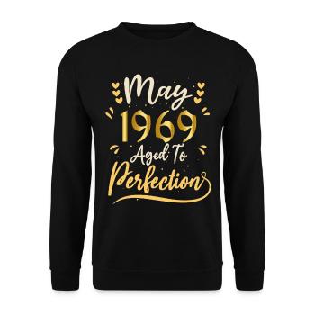 Mai 1969 Mai anniversaire May 1969 - Sweat-shirt Unisexe - noir - Devant - Alina (178cm) & Michal (187cm)