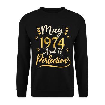 May 1974 May birthday May 1974 - Unisex Sweatshirt - black - Front - Alina (178cm) & Michal (187cm)
