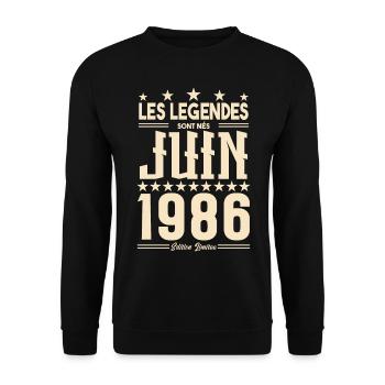 cadeau d'anniversaire juin 1986. Cadeau Juin 1986. - Sweat-shirt Unisexe - noir - Devant - Alina (178cm) & Michal (187cm)
