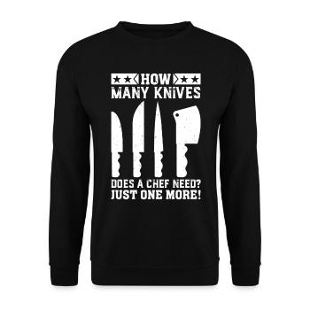 De combien de couteaux un chef a-t-il besoin? Juste un de plus! C - Sweat-shirt Unisexe - noir - Devant - Alina (178cm) & Michal (187cm)