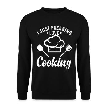 I Just Freaking Love Cooking Chef Cook Tools Kitch - Unisex Pullover - Schwarz - Vorne - Alina (178cm) & Michal (187cm)