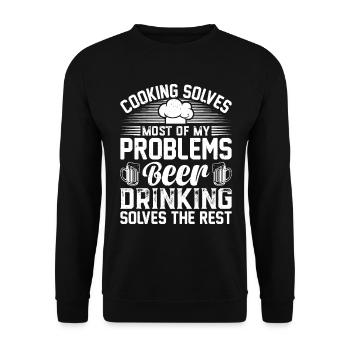 La cuisine résout la plupart de mes problèmes Boire de la bière et - Sweat-shirt Unisexe - noir - Devant - Alina (178cm) & Michal (187cm)