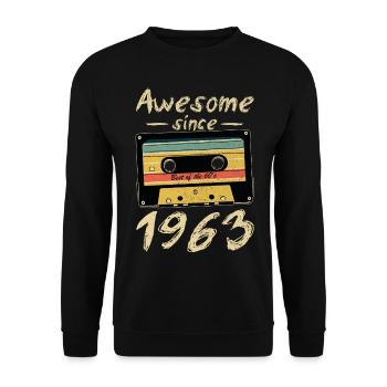 1963 Geburtstag 1963 Geboren Geburtstagsgeschenk - Unisex Pullover - Schwarz - Vorne - Alina (178cm) & Michal (187cm)