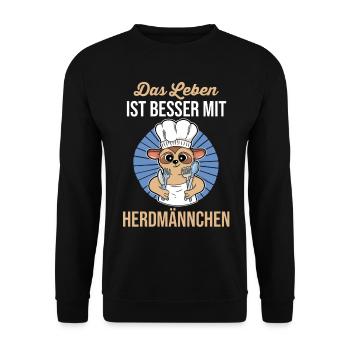 Erdmännchen Herdmännchen - Unisex Pullover - Schwarz - Vorne - Alina (178cm) & Michal (187cm)