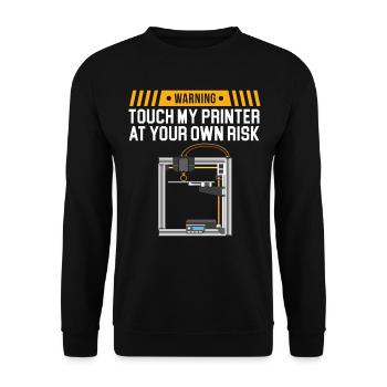 Warnung: Berühren Sie meinen Drucker auf eigene Ge - Unisex Pullover - Schwarz - Vorne - Alina (178cm) & Michal (187cm)