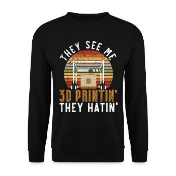 They see me 3D printing and hate me 3D printing - Unisex Sweatshirt - black - Front - Alina (178cm) & Michal (187cm)