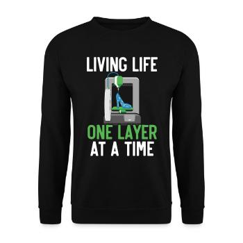 Das Leben eine Schicht nach der anderen Machinist - Unisex Pullover - Schwarz - Vorne - Alina (178cm) & Michal (187cm)