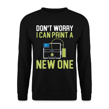 Don't worry, I can print new Machi - Unisex Sweatshirt - black - Front - Alina (178cm) & Michal (187cm)