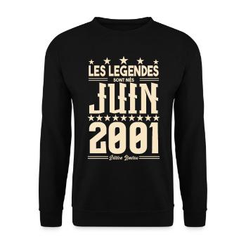cadeau d'anniversaire juin 2001. Cadeau Juin 2001. - Sweat-shirt Unisexe - noir - Devant - Alina (178cm) & Michal (187cm)