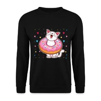 Cat Whisperer Donut Eater Donut Donut Lovers - Sweat-shirt Unisexe - noir - Devant - Alina (178cm) & Michal (187cm)