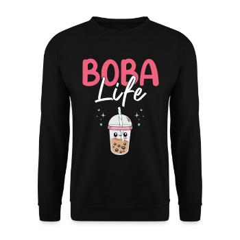 Boba Life Bubble Tea Liebhaber Boba Tee Trinker - Unisex Pullover - Schwarz - Vorne - Alina (178cm) & Michal (187cm)