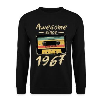 1967 Geburtstag 1967 Geboren Geburtstagsgeschenk - Unisex Pullover - Schwarz - Vorne - Alina (178cm) & Michal (187cm)