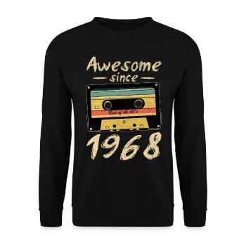 1968 Geburtstag 1968 Geboren Geburtstagsgeschenk - Unisex Pullover - Schwarz - Vorne - Alina (178cm) & Michal (187cm)