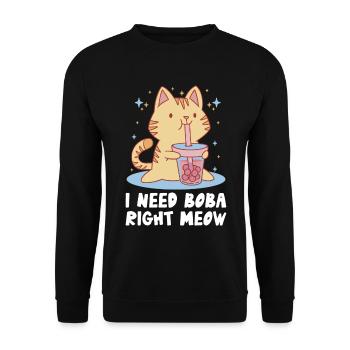 Ich Brauche Boba Right Meow Bubble Tea Boba Tea - Unisex Pullover - Schwarz - Vorne - Alina (178cm) & Michal (187cm)
