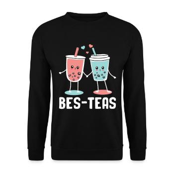 Bes Tees Bubble Tea Lovers Boba Tea Drinkers - Unisex Sweatshirt - black - Front - Alina (178cm) & Michal (187cm)
