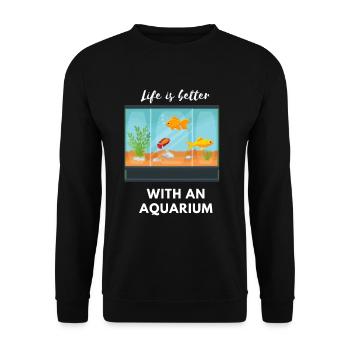 La vie est meilleure avec un aquarium - Sweat-shirt Unisexe - noir - Devant - Alina (178cm) & Michal (187cm)