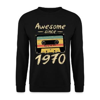 1970 Geburtstag 1970 Geboren Geburtstagsgeschenk - Unisex Pullover - Schwarz - Vorne - Alina (178cm) & Michal (187cm)