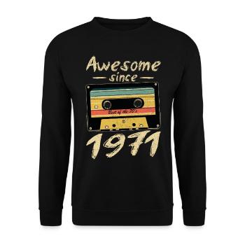 1971 Anniversaire 1971 Né Cadeau d’anniversaire - Sweat-shirt Unisexe - noir - Devant - Alina (178cm) & Michal (187cm)