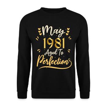 Mai 1981 Mai-Jubiläum Mai 1981 - Unisex Pullover - Schwarz - Vorne - Alina (178cm) & Michal (187cm)