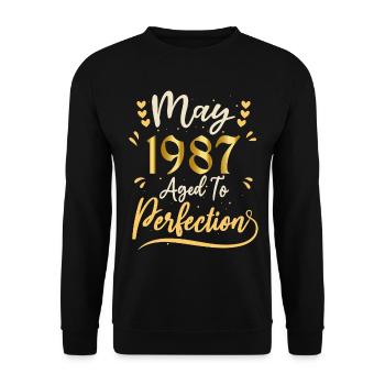 Mai 1987 Mai anniversaire May 1987 - Sweat-shirt Unisexe - noir - Devant - Alina (178cm) & Michal (187cm)