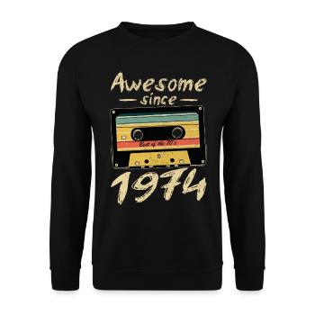 1974 Anniversaire 1974 Né Cadeau d’anniversaire - Sweat-shirt Unisexe - noir - Devant - Alina (178cm) & Michal (187cm)