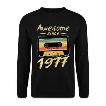 1977 Birthday 1977 Born Birthday Present - Unisex Sweatshirt - black - Front - Alina (178cm) & Michal (187cm)