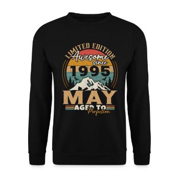 May 1995 Vintage Born in May 1995 Anniversary - Unisex Sweatshirt - black - Front - Alina (178cm) & Michal (187cm)