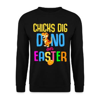 Easter T-rex Dinosaur Rabbit Easter Holiday - Unisex Sweatshirt - black - Front - Alina (178cm) & Michal (187cm)
