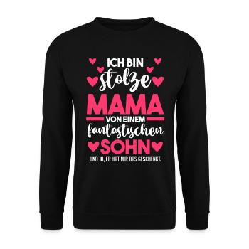 Muttertag Mutter Sohn Mama - Unisex Pullover - Schwarz - Vorne - Alina (178cm) & Michal (187cm)