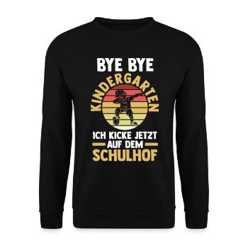 Schulkind Schulbeginn Fußball Einschulung - Unisex Pullover - Schwarz - Vorne - Alina (178cm) & Michal (187cm)