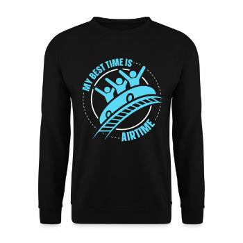 My Best Time Is Airtime Roller Coaster - Unisex Sweatshirt - black - Front - Alina (178cm) & Michal (187cm)