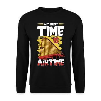 My Best Time Is Airtime Roller Coaster - Unisex Sweatshirt - black - Front - Alina (178cm) & Michal (187cm)