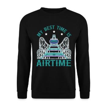 My Best Time Is Airtime Roller Coaster - Unisex Sweatshirt - black - Front - Alina (178cm) & Michal (187cm)