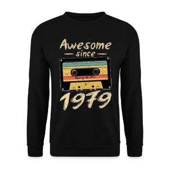 1979 Geburtstag 1979 Geboren Geburtstagsgeschenk - Unisex Pullover - Schwarz - Vorne - Alina (178cm) & Michal (187cm)