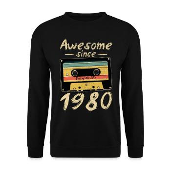 1980 Anniversaire 1980 Né Cadeau d’anniversaire - Sweat-shirt Unisexe - noir - Devant - Alina (178cm) & Michal (187cm)