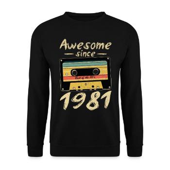 1981 Geburtstag 1981 Geboren Geburtstagsgeschenk - Unisex Pullover - Schwarz - Vorne - Alina (178cm) & Michal (187cm)