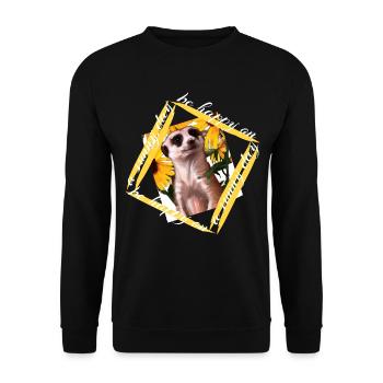 Erdmännchen niedliches Mungo mit Spruch - Unisex Pullover - Schwarz - Vorne - Alina (178cm) & Michal (187cm)