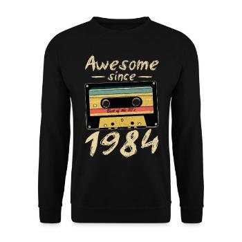 1984 Geburtstag 1984 Geboren Geburtstagsgeschenk - Unisex Pullover - Schwarz - Vorne - Alina (178cm) & Michal (187cm)