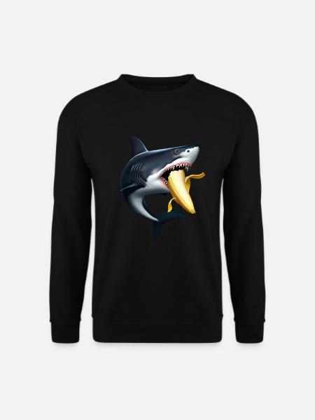 Haifisch frisst Banane - Unisex Pullover - Schwarz