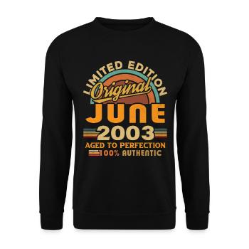 2003 Juin Vintage Nées En Juin 2003 Anniversaire - Sweat-shirt Unisexe - noir - Devant - Alina (178cm) & Michal (187cm)