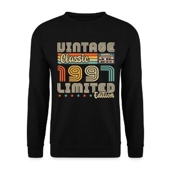 1997 Jahrgang Jahrgang 1997 Geburtstagsgeschenk - Unisex Pullover - Schwarz - Vorne - Alina (178cm) & Michal (187cm)