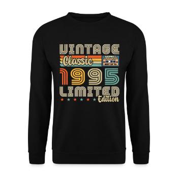 1995 Jahrgang Jahrgang 1995 Geburtstagsgeschenk - Unisex Pullover - Schwarz - Vorne - Alina (178cm) & Michal (187cm)