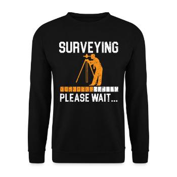 Arpentage Veuillez patienter Cartographe Géomètre - Sweat-shirt Unisexe - noir - Devant - Alina (178cm) & Michal (187cm)